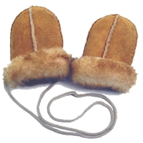 'Puddies' baby/toddler sheepskin mittens on a string