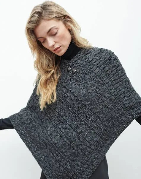 Aran Woollen Mills ladies' poncho - slate