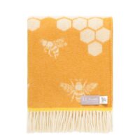'Bee Warm' throw, sunflower gold, 100% wool
