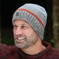 Tonal striped beanie in blue and grey