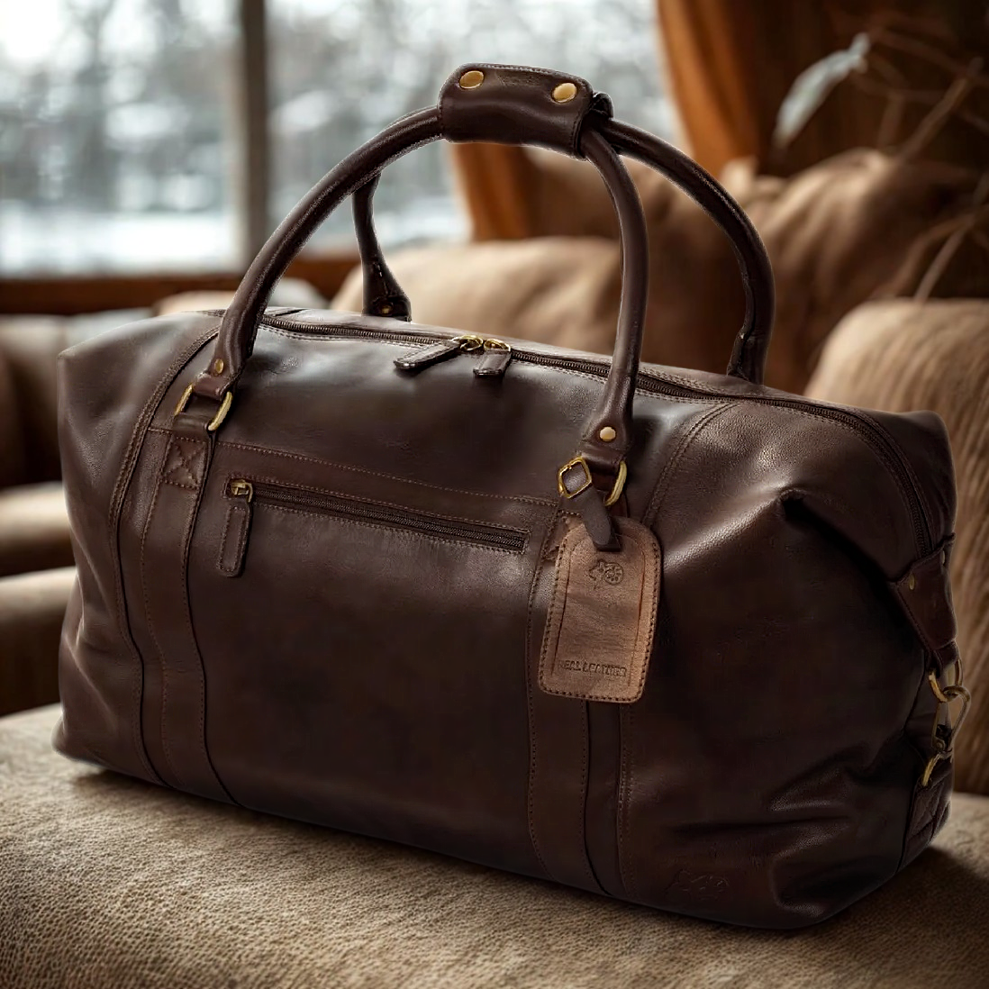 Leather holdall/weekend bag