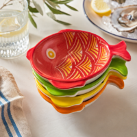 Set of 4 Fish-Shaped Ceramic Bowls perfect for dips or trinkets