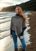 Herringbone Aran Woollen Mills ladies' charcoal poncho - 100% merino wool