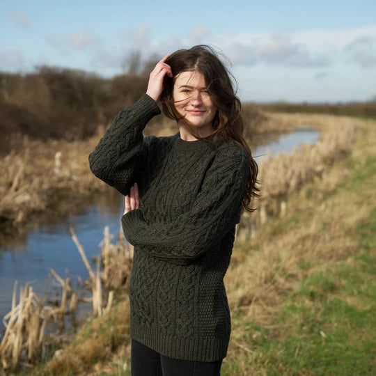 Traditional Aran knit jumper - Moss - Made in England - photo 7