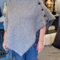 Herringbone Aran Woollen Mills ladies' blue poncho - 100% merino wool