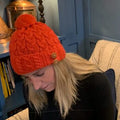 100%  wool button bobble from The Aran Woollen Mills in coral