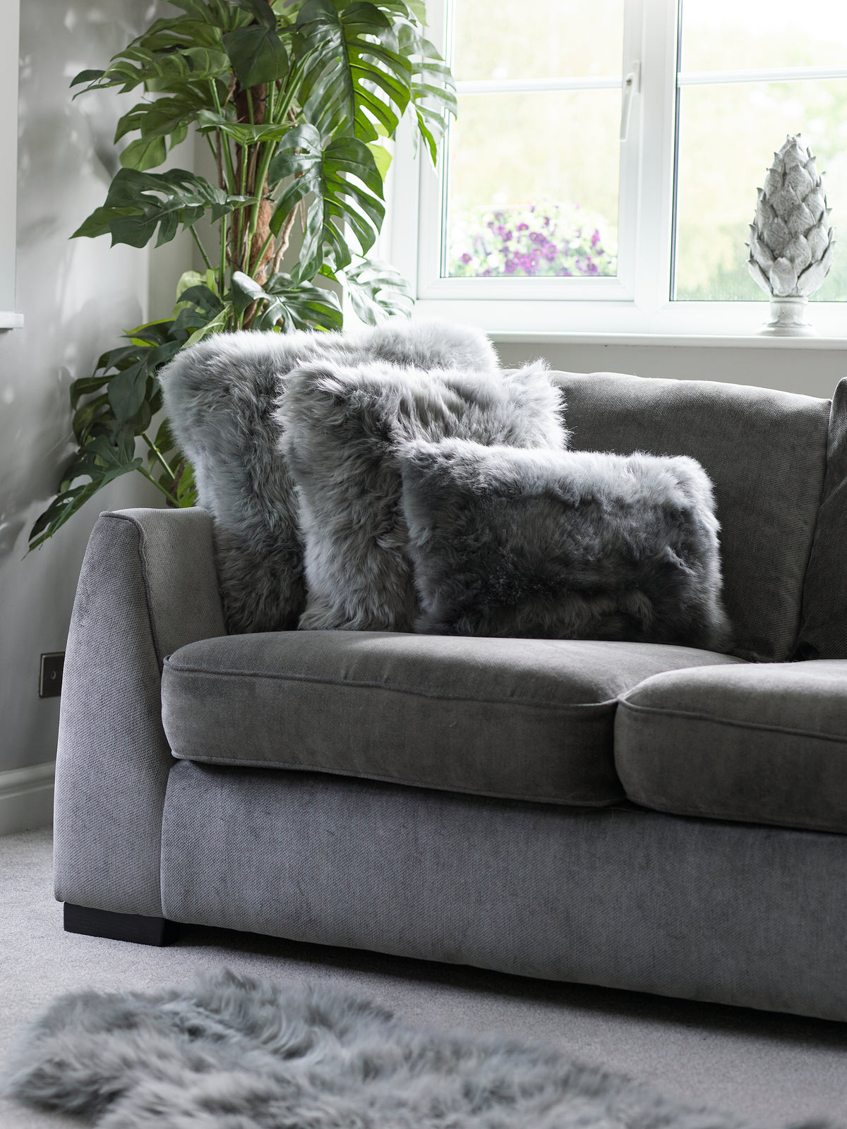 Sheepskin Cushion - Grey - 3 sizes