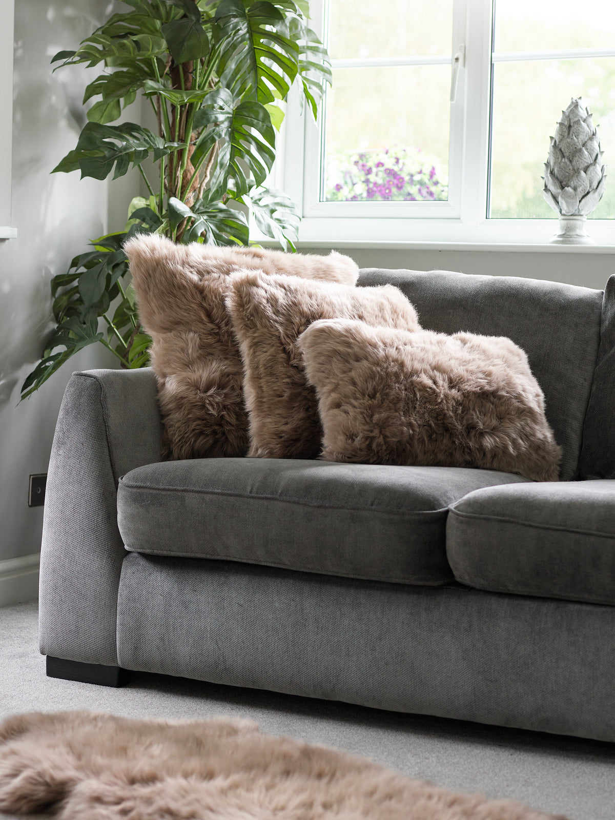 Sheepskin Cushion - Taupe - 3 sizes