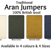Traditional Aran knit jumper - Moss - Made in England