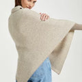 Herringbone Aran Woollen Mills ladies' oatmeal poncho - 100% merino wool