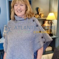 Herringbone Aran Woollen Mills ladies' blue poncho - 100% merino wool