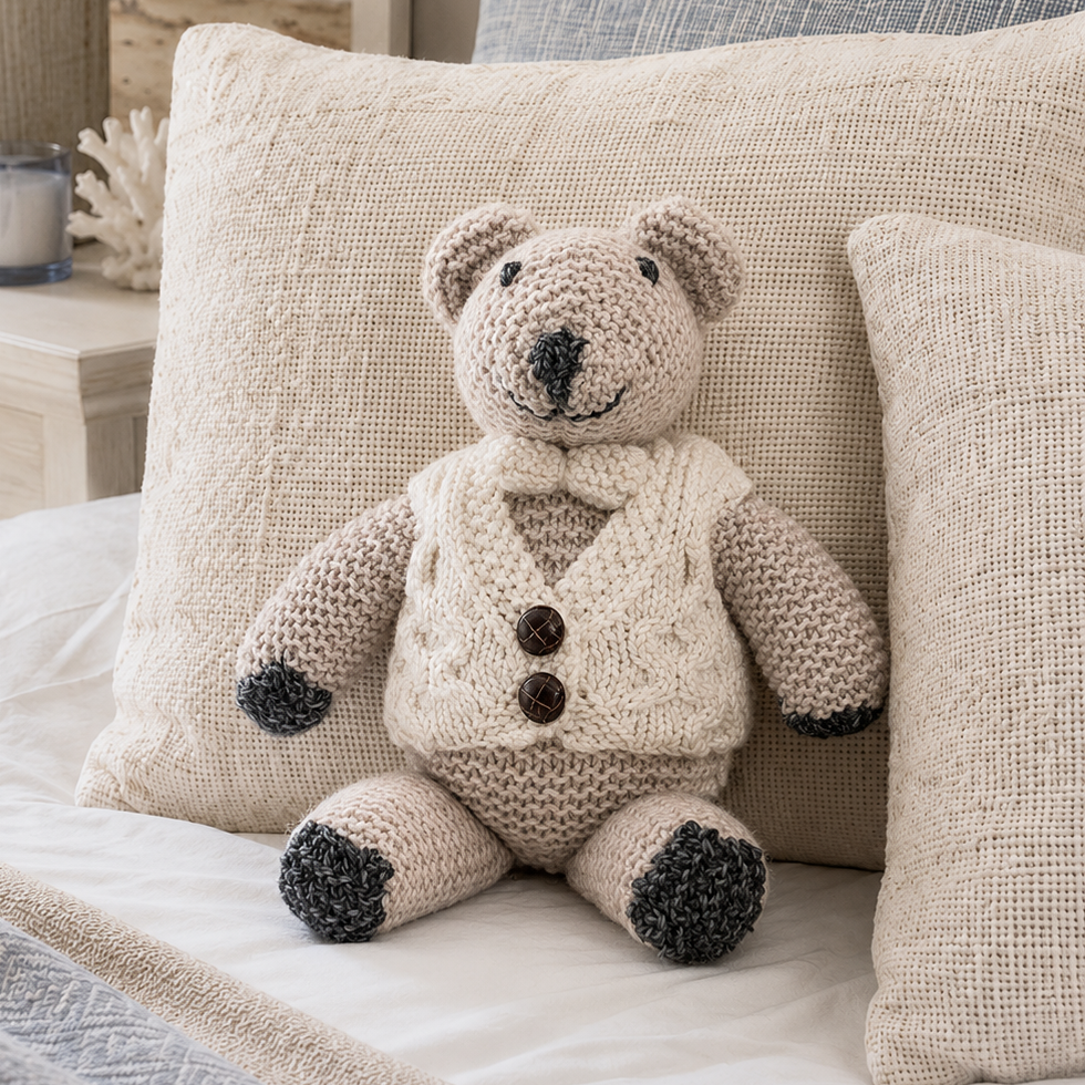 Traditional Aran Woollen Mills Teddy with waistcoat and bow-tie