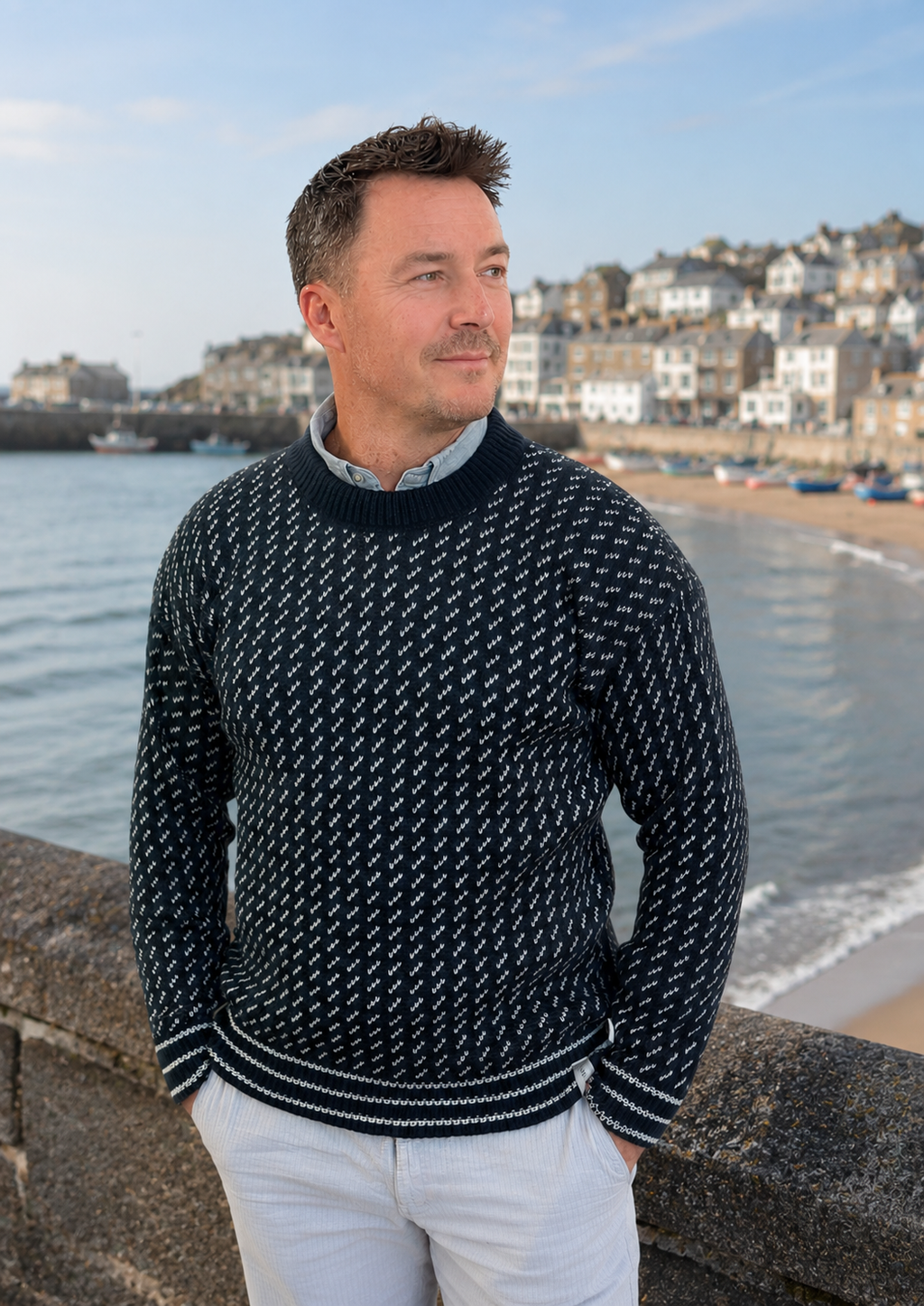 Nordic fisherman's jumper - Blue - Made in England