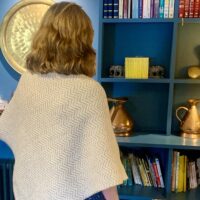 Herringbone Aran Woollen Mills ladies' oatmeal poncho - 100% merino wool