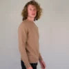 Merino Lambswool Seamless Crew Jumper - Brown