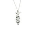 Fish shaped pendant in hammered pewter.       PN2138