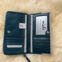 'Rachel' ladies' leather purse - teal/grey