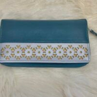 'Rachel' ladies' leather purse - teal/grey