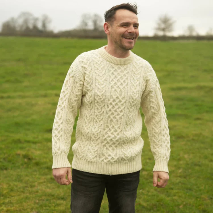 Traditional Aran sweater - Natural - Made in England