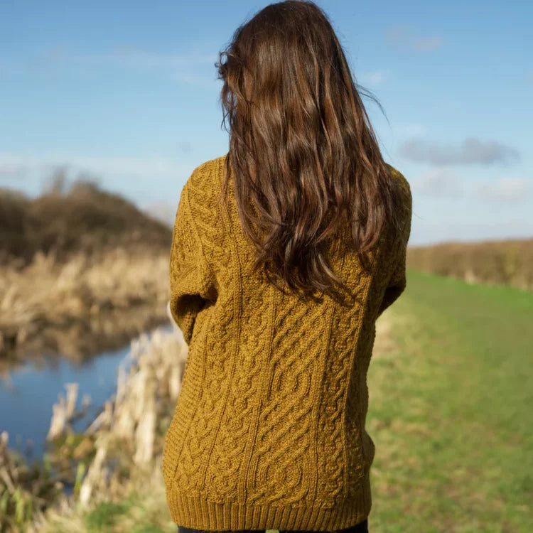 Traditional Aran sweater - Harvest gold - Made in England