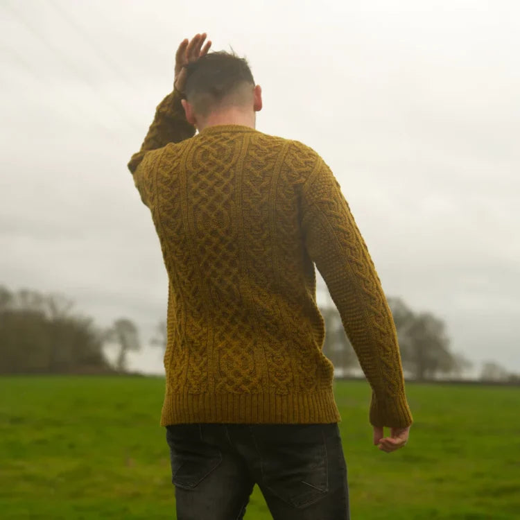 Traditional Aran sweater - Harvest gold - Made in England