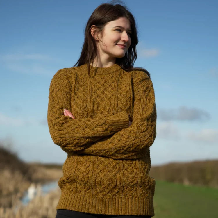 Traditional Aran sweater - Harvest gold - Made in England