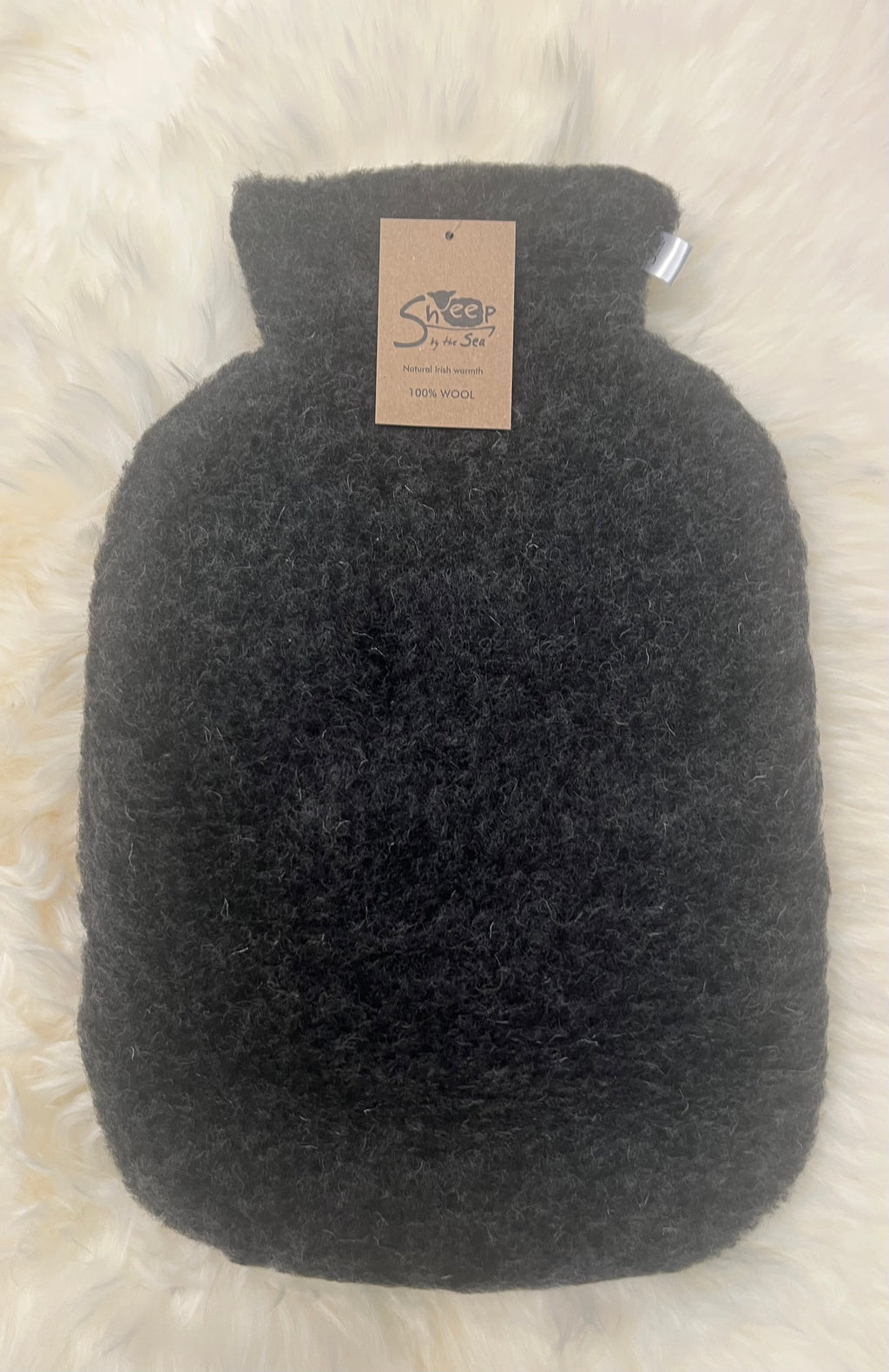 Luxurious 100% pure wool pile hot water bottle cover in Charcoal