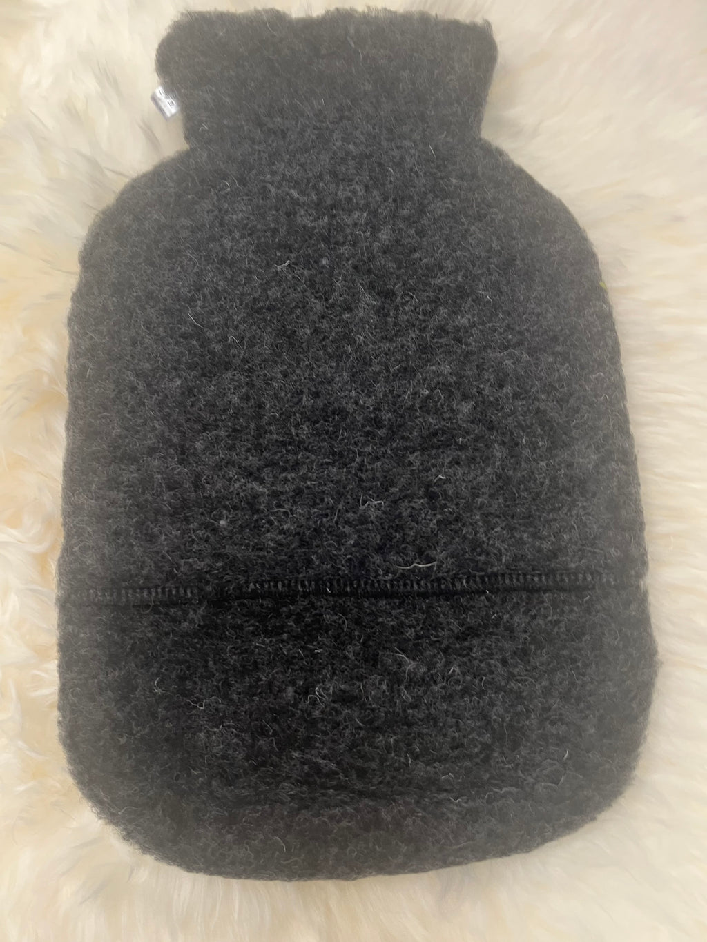 Luxurious 100% pure wool pile hot water bottle cover in Charcoal