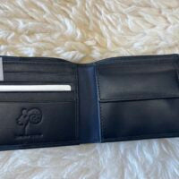 Scott men's leather wallet, black/navy