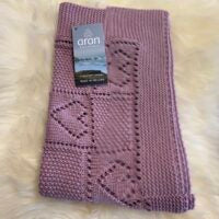 Aran heart design merino baby blanket in 3 colour choices