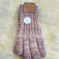 Cosy wool blend cable knit gloves with soft fleece lining - in light grey, mid grey or pink