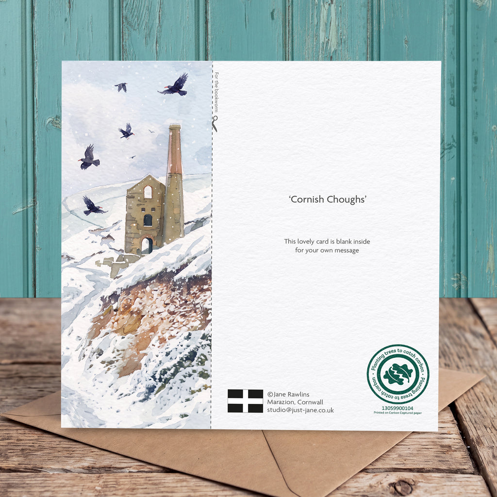 ‘Cornish Chough’ Card, St Ives, Cornwall by Jane Rawlins