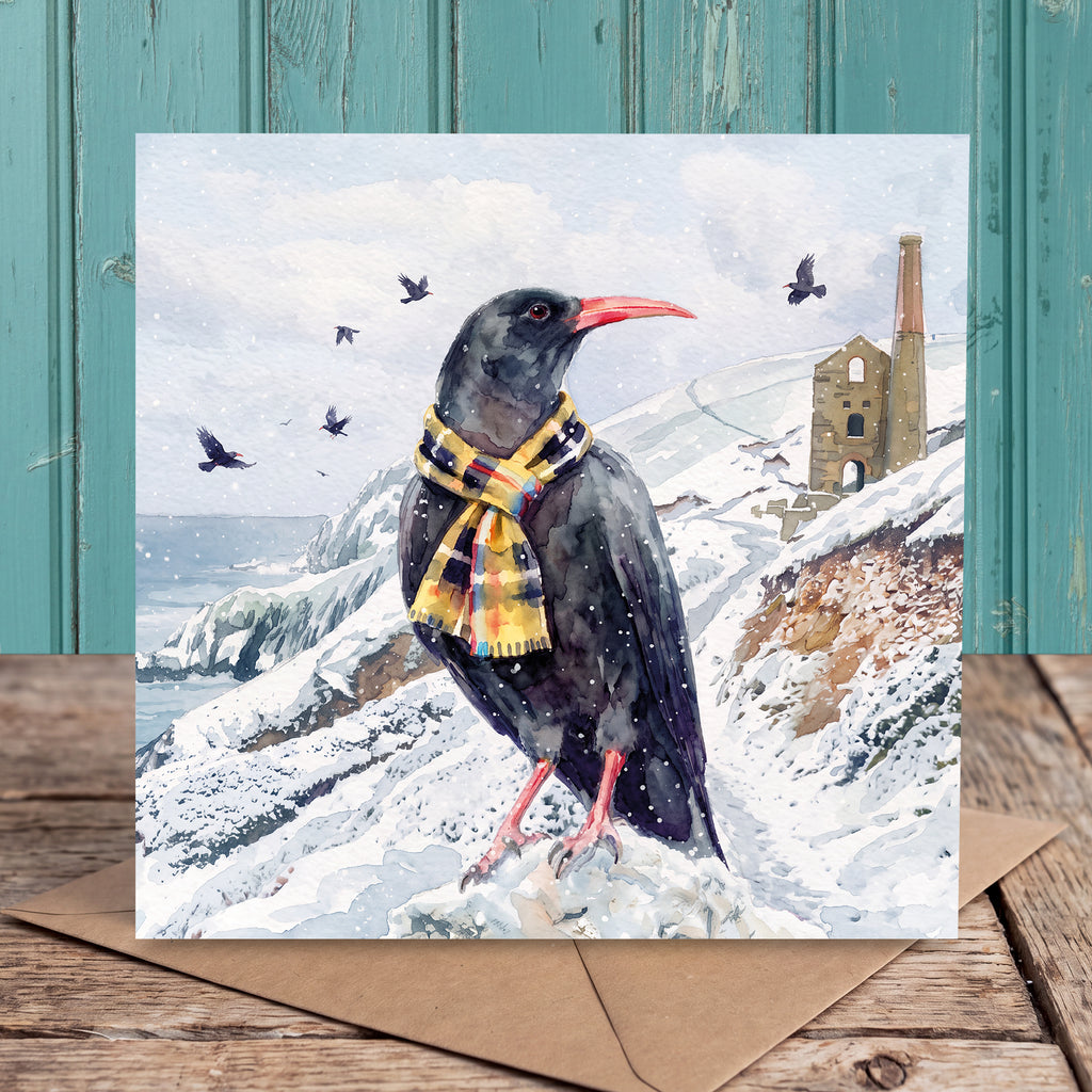 ‘Cornish Chough’ Card, St Ives, Cornwall by Jane Rawlins
