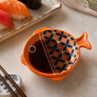 Set of 4 Fish-Shaped Ceramic Bowls perfect for dips or trinkets