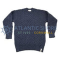 Traditional Aran knit jumper - Denim Blue - Made in England