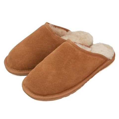 'Harrison' Suede mule slippers - chestnut - Unisex.   Size 8 and 9 only!