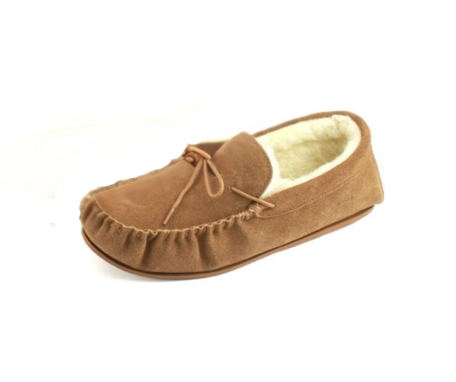 'Joel' suede unisex moccasins with lambswool lining and safety sole