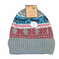 Reindeer snowflake beanie - wool blend - red or grey