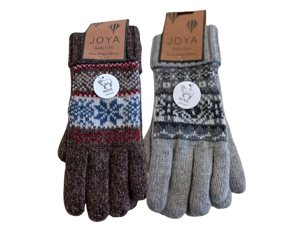 Beautiful wool-blend gloves, Scandi-style, in grey or brown