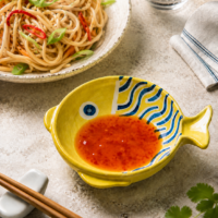 Set of 4 Fish-Shaped Ceramic Bowls perfect for dips or trinkets