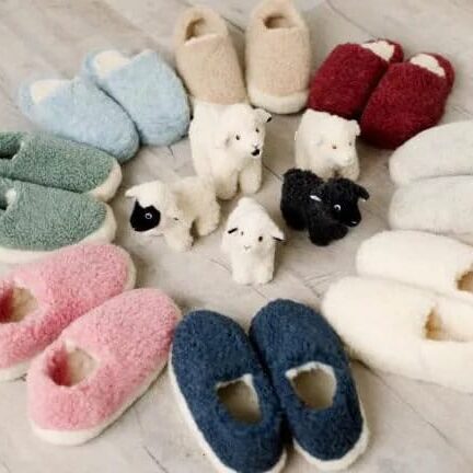 'Sheep By The Sea' 100% merino wool pile lounging slippers