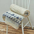 Atlantic Shore 'storm' design nautical blanket, 100% wool. Natural/blue