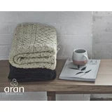 Atlantic Shore Aran design blanket in oatmeal, 100% wool