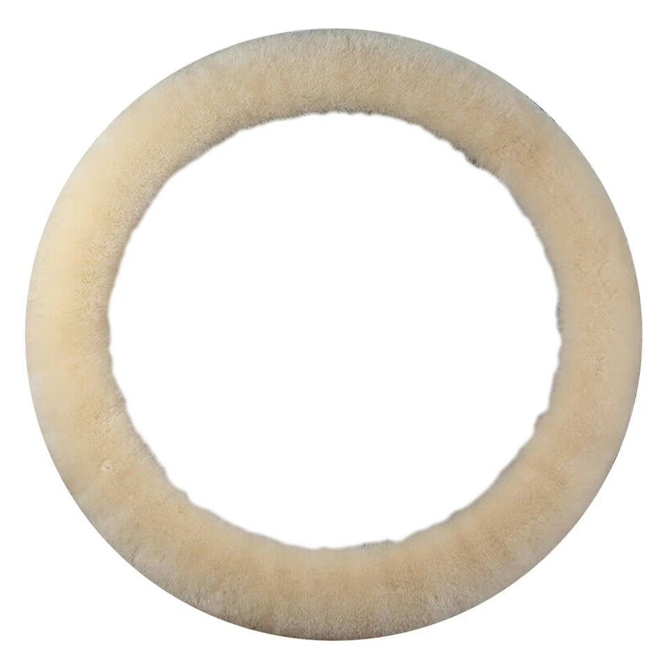 Sheepskin Steering Wheel Cover - Beige