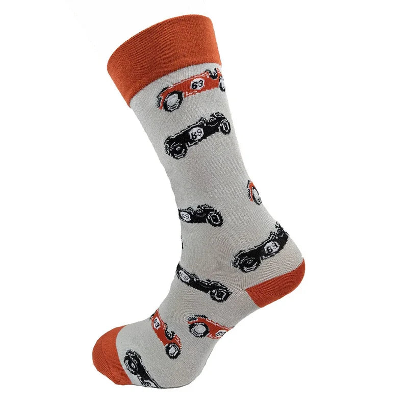 Men's bamboo socks - racing car design , size 7-11