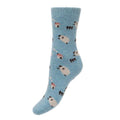 Ladies' soft pink or blue wool blend socks by Joya - jumping sheep