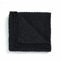 Atlantic Shore Aran design blanket in Charcoal, 100% Wool