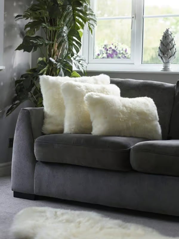 Ivory sheepskin cushion, 3 sizes