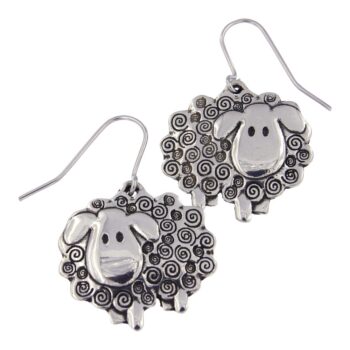 Curly sheep Pewter earrings.  PE189