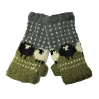 Hand?Knitted Sheep Wrist Warmers, 100% Wool – Fleece Lined, Fair Trade